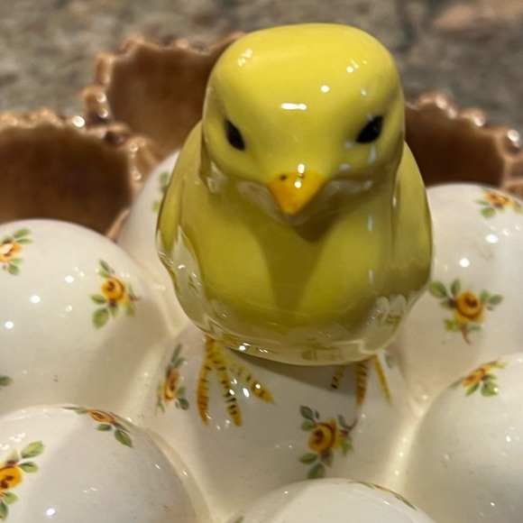 VINTAGE mid century ceramic Easter Egg Holder with cute chick - Picture 5 of 10